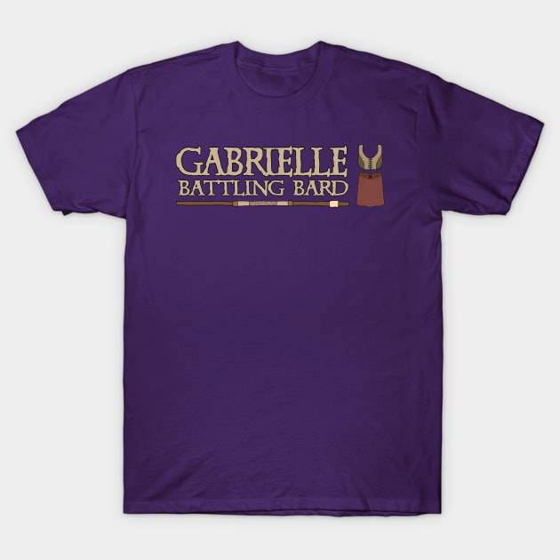 Gabrielle Battling Bard T-Shirt by CharXena